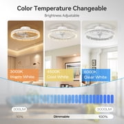 Ceiling Fans with Lights and Remote, 20 Low Profile Ceiling Fans, 3000-6000K Dimmable Modern Flush Mount LED Fan Light, Fandelier Ceiling Fan for Bedroom, Kitchen, Living Room, White