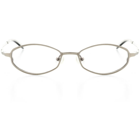 Unisex Optical Eyewear - Oval Shape, Metal Full Rim, Brushed Silver