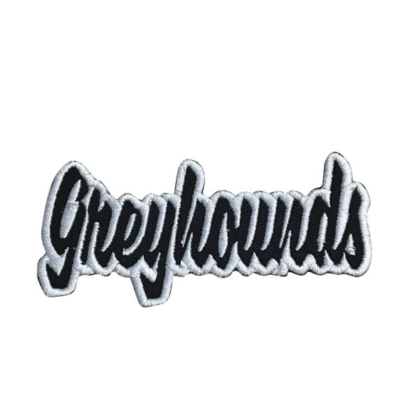 Greyhounds - Black/White - Team Mascot - Words/Names - Iron on Applique/Embroidered Patch