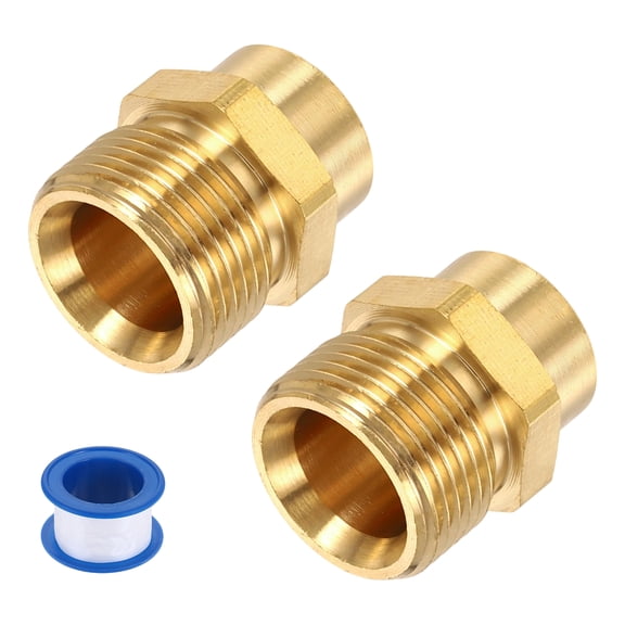 Uxcell 2 Pack Pressure Washer Adapter, M22 14mm Male to M14 Female Quick Connect Fittings Brass Swivel Adapter with Sealant Tape for Pressure Power Washers Hose