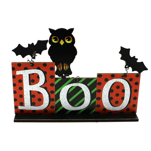Guardoinrt Halloween Table Decor Sign Wood Decorative Greeting Card Board Decoration with Holder Office Outdoor Accessories Type 7 1Set