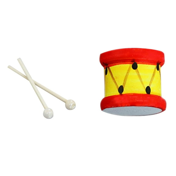 OUNONA Mini Drum Set with Drumsticks Decorative Musical Instrument Home Decor Accessory for Kids and Adults