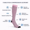 thumbnail image 5 of Diamond Star Unisex Knee-high Compression casual socks-Moisture Wicking, Arch Support Men's & Women's Fit (6 Pairs- Pink body Color with Black Stripes & Heel/Toe), 5 of 5