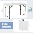 thumbnail image 3 of Costway 4 ft Portable Camping Table with HDPE Tabletop & Metal Legs Safety Lock for Party, 3 of 9