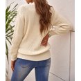 thumbnail image 3 of Women's Beige Wrap V Neck Sweater with Side Tie, 3 of 15