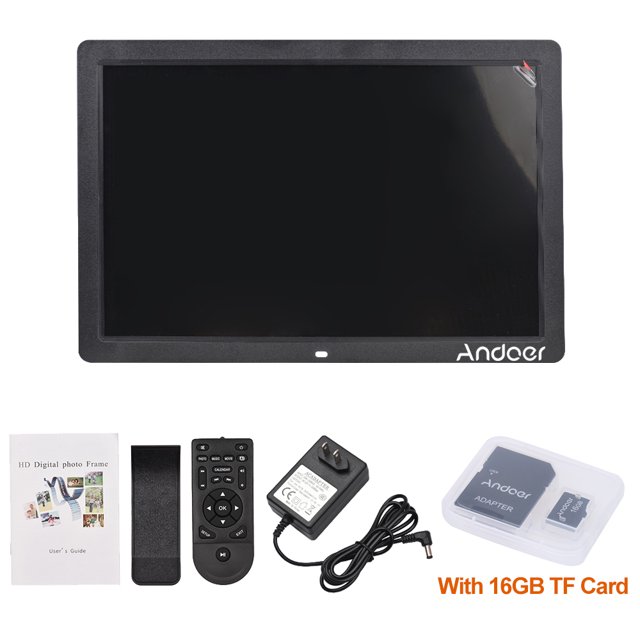 Andoer 17inch LED Digital Photo Frame 1080P Electronic Picture Frame MP3 MP4 Video Player Clock Calendar with Remote Control