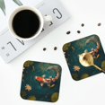 thumbnail image 4 of Easygdp Koi Pond Lilies or Leather Coasters Set of 4 Coaster, Non-Slip, Heat Resistant for Home, Office, Kitchen (Round,Square,Octagon,Hexagon)-Square, 4 of 6