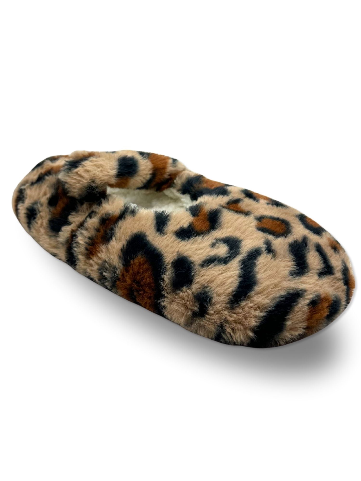 Fuzzy Babba Women's Faux Fur Leopard Mary Jane Slipper Socks, 1-Pack, Shoe Sizes 7-9.5