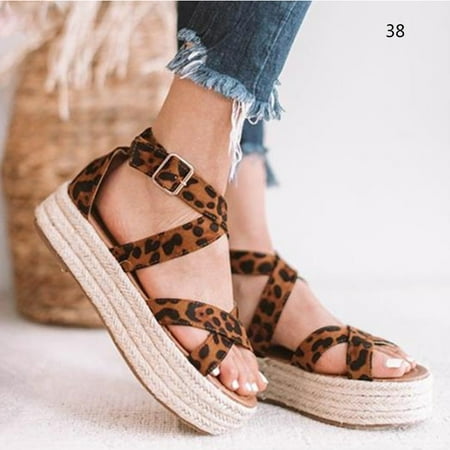 

Women Wedges Sandals Open Toe Thick Sole Lightweight Breathable Shoes for Summer 38