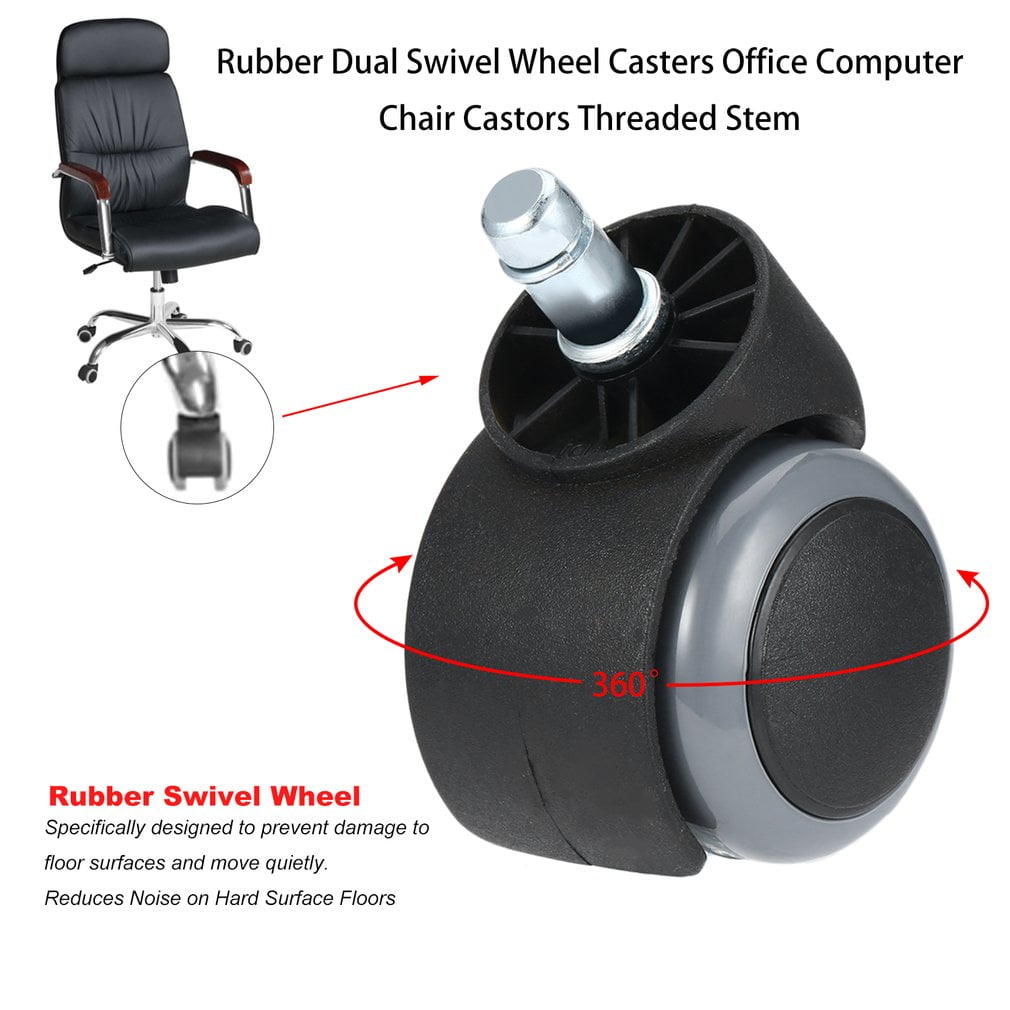 Replacement Swivel Office Chair Wheels Rubber Casters Universal Fit