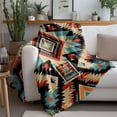 thumbnail image 5 of Boho Style Throw Blanket, Southwestern Aztec Patterned Blanket, Soft Cozy Plush Flannel Blanket, Warm Nap Blanket for Home & Office, 5 of 5