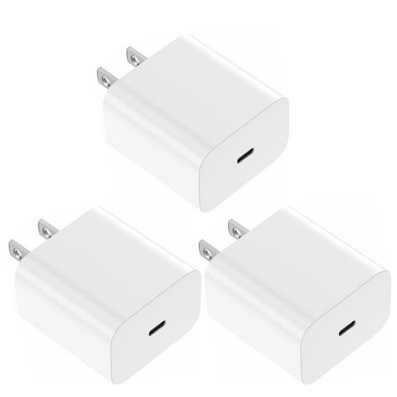 3-PACK 20W USB-C Power Adapter PD Super Fast Wall Charger Adapter Compatible with iPhone 14/13/12 Pro Max/12 Mini/11, Galaxy S23/S22/S21/S20 Ultra S10/S9/S8/ Note, Pixel 6/5/4, iPad Pro, White