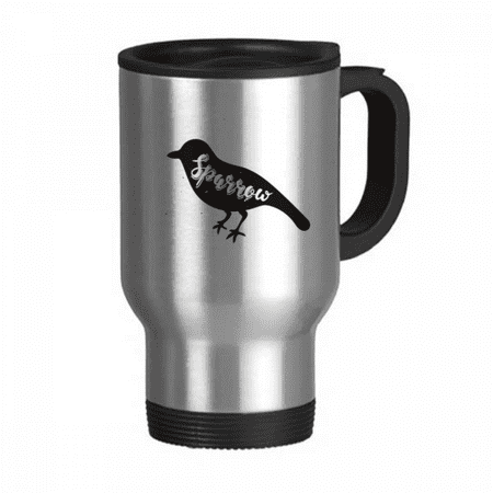 

Sparrow Black And White Animal Travel Mug Flip Lid Stainless Steel Cup Car Tumbler Thermos