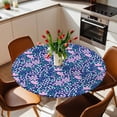 thumbnail image 2 of Flower Floral Bouquet Elastic Fitted Round Table Cover Leaves Waterproof Outdoor Tablecloth for Holiday Party, Picnic, Patio & Dining Fits Tables Up to 36"-44", 2 of 8
