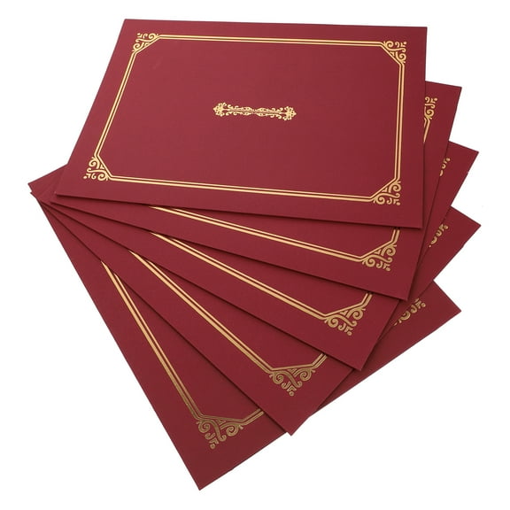 5 Pcs Certificate Holders Diploma Covers with Gold Foil Border Red Folder for Letter Size 8.5 x 11 Inch Diploma Document Award