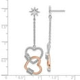 thumbnail image 2 of 925 Sterling Silver Rhodium Plated Rose-tone CZ Love Hearts Dangle Post Earrings 52x14.2mm Wide Dangle Earring for Women, 2 of 2