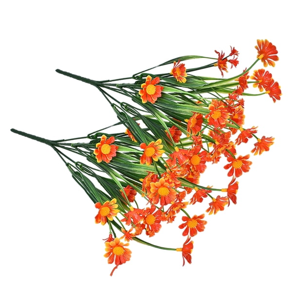 Billuyoard Paquete de flores artificiales Plantas falsas de plástico para exteriores Ramo de imitación simulado para interiores para arreglos de Decoración Naranja