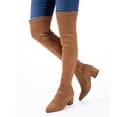 thumbnail image 3 of Women Boots Over Knee Long Boots Fashion Boots Heels Autumn Quality Suede Comfort Square Heels Brown 9, 3 of 5