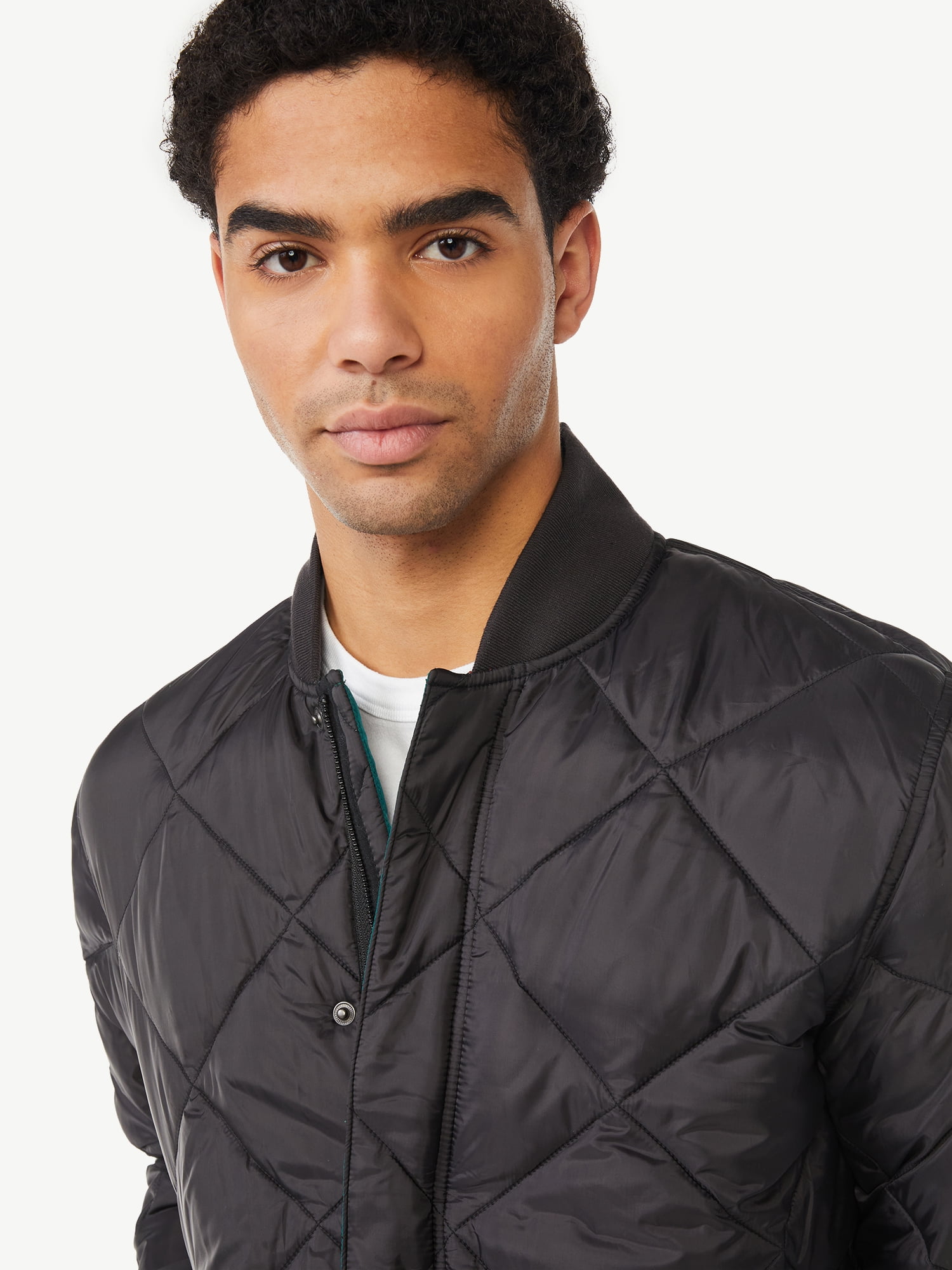 Free Assembly Men's Diamond Quilted Bomber Jacket - Walmart.com
