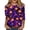 Dark Purple, variant on Womens Halloween Tops Castle Skull Crew Neck Funny Shirts Ghost Moon 3/4 Sleeve Horror T Shirts, 3XL