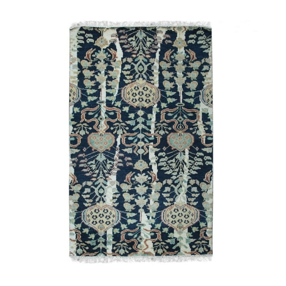 EORC OT105BL5X8 Hand Knotted Wool Modern Knot Rug, 5' x 8', Blue Area Rug