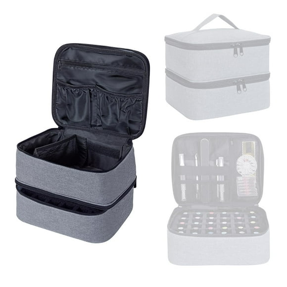 Organizador portátil de esmalte de uñas UOZL de doble capa, gris