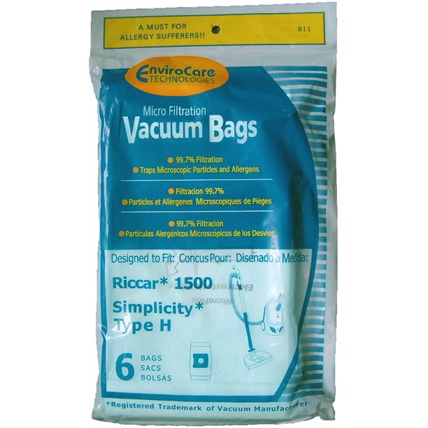 Riccar 1500 Simplicity Type H Vacuum Bags by EnviroCare 12PK Walmart