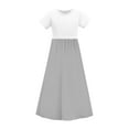 thumbnail image 6 of CYRBOKO Toddler Girls Dresses with Pockets, Short Sleeve Casual Holiday Midi Dresses Gray Size 11-12 T, 6 of 8