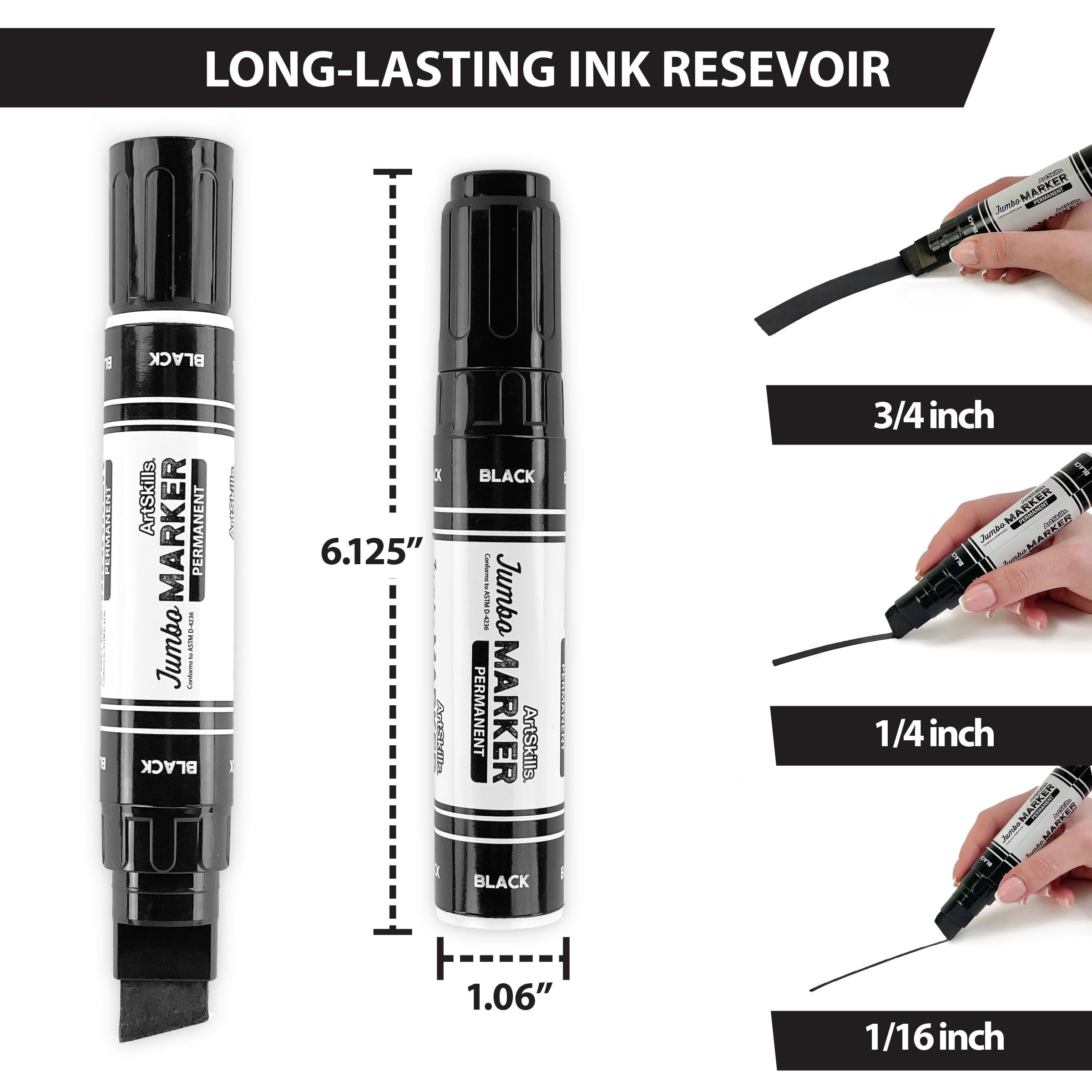 ArtSkills Jumbo Black Permanent Marker, Chisel Tip Poster Marker