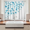 thumbnail image 2 of Ambesonne Vintage Blue Kitchen Curtains, Butterfly Flock, 55"x39", Azure Blue Pale Blue, 2 of 3