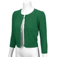 thumbnail image 2 of YEMAK Women's Crewneck Button Down 3/4 Sleeve Cropped Knit Cardigan Sweater MK3514, 2 of 11