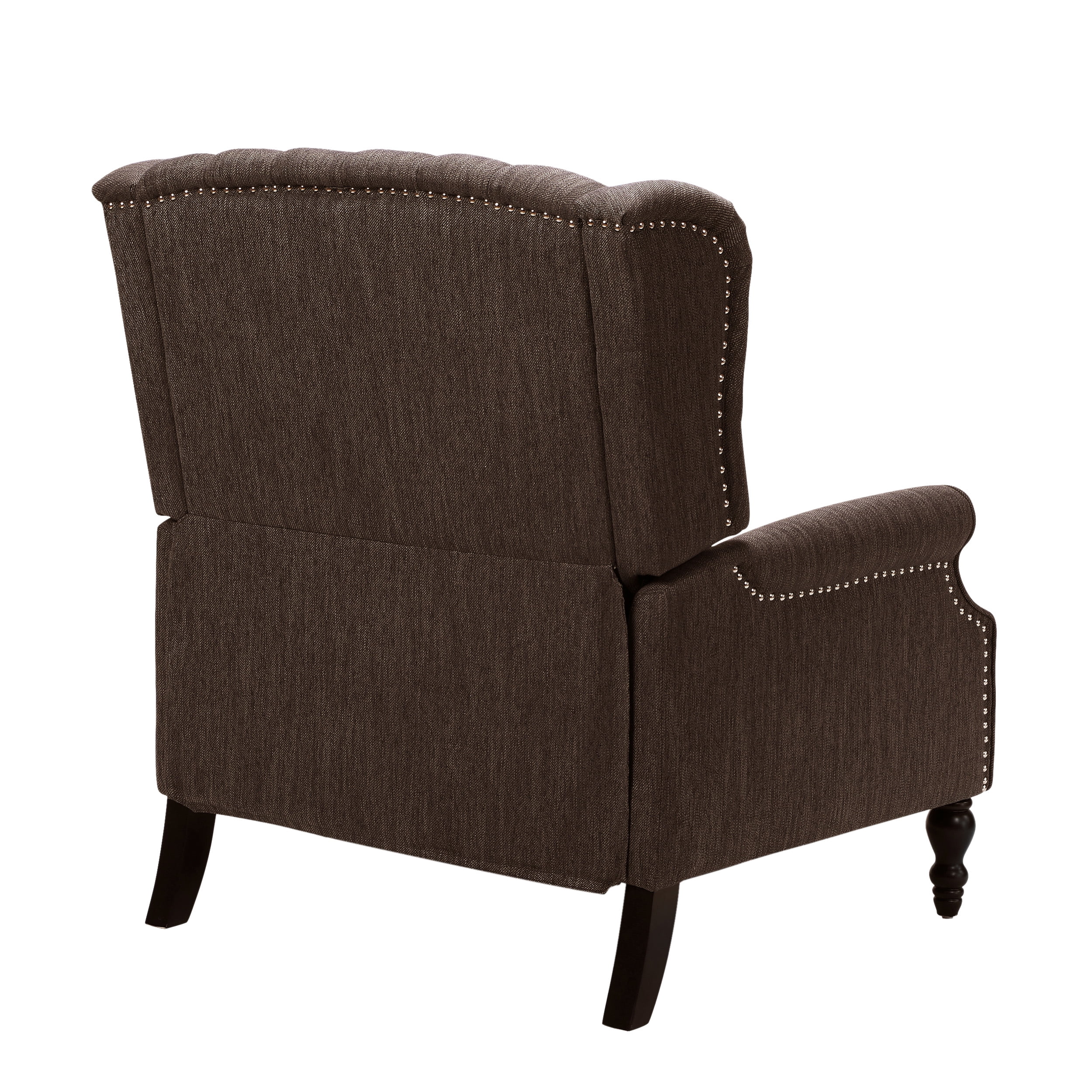 Noble House Khalid Oversized Wingback Tufted Fabric Push Back Recliner, Brown
