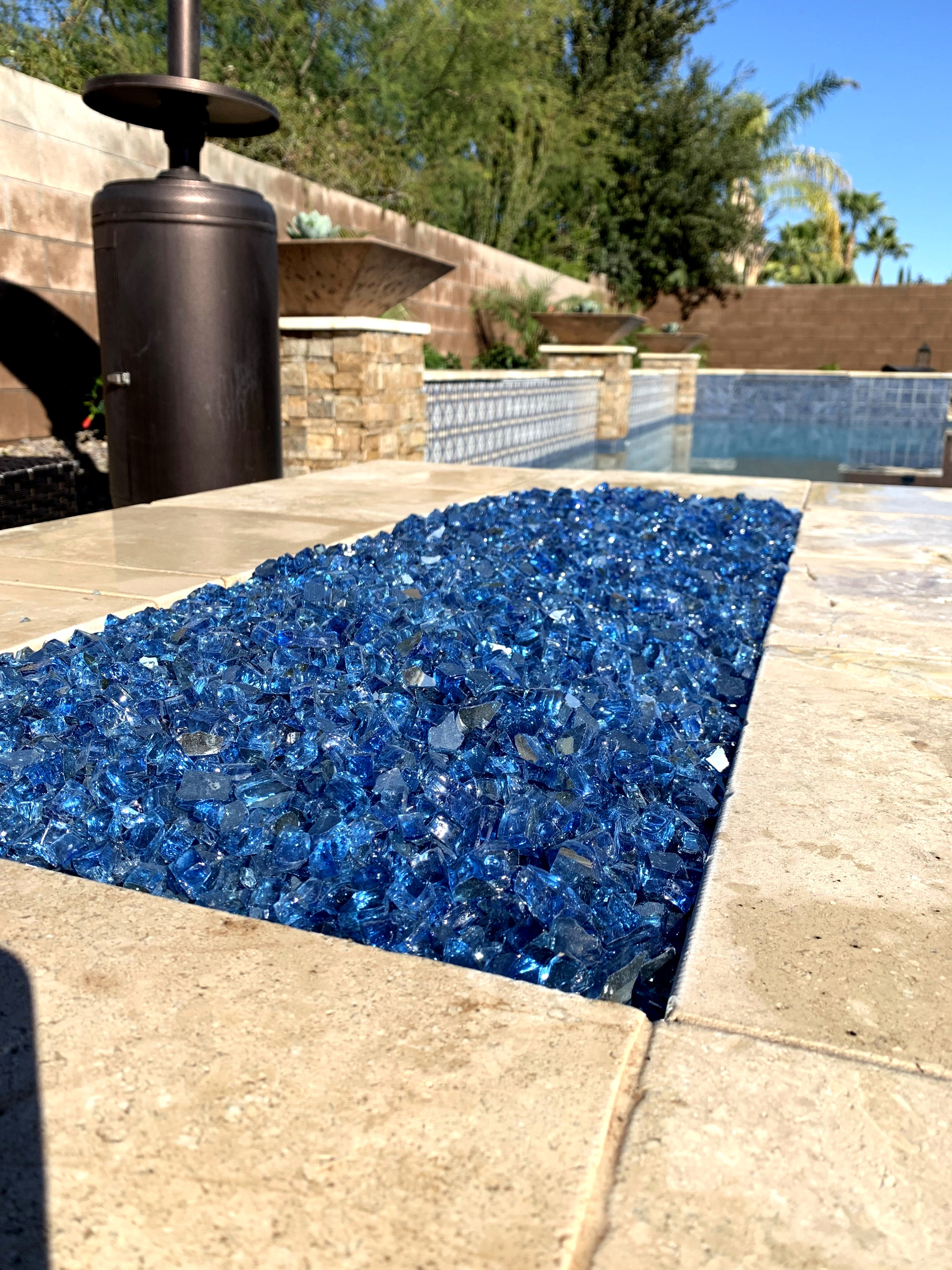 Hampton Bay 1/4 in. 10 lbs. Cobalt Blue Reflective Tempered Fire Glass
