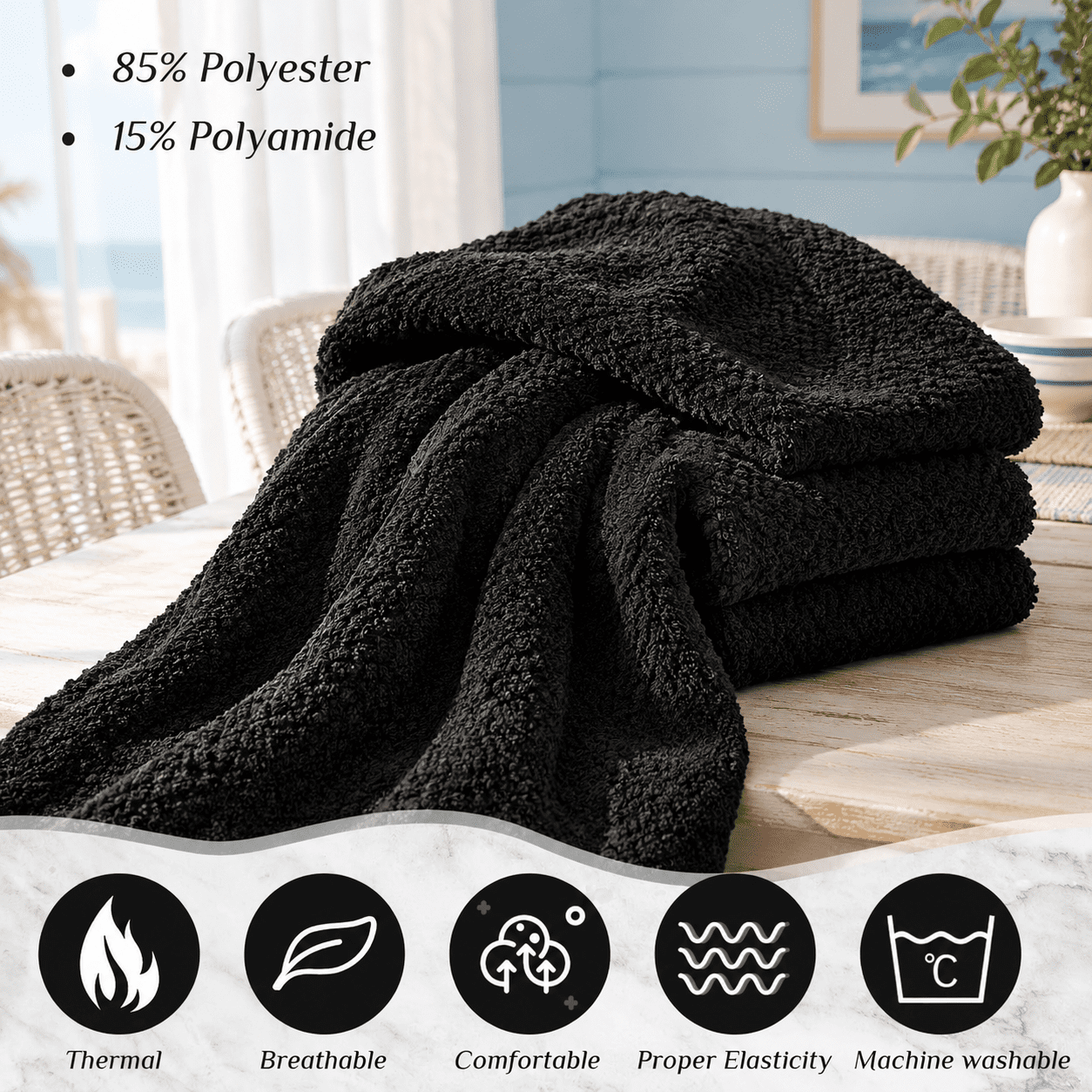 4 Set M Spa Towel Wrap For Women Waffle Robe With Cap Black - Walmart.com