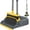 Gray&yellow, variant on Upgrade Broom and Dustpan Set, Large Size and with Long Handle, Upright,Ideal for Indoor Outdoor Garage Kitchen Room Office Lobby Use (Green)
