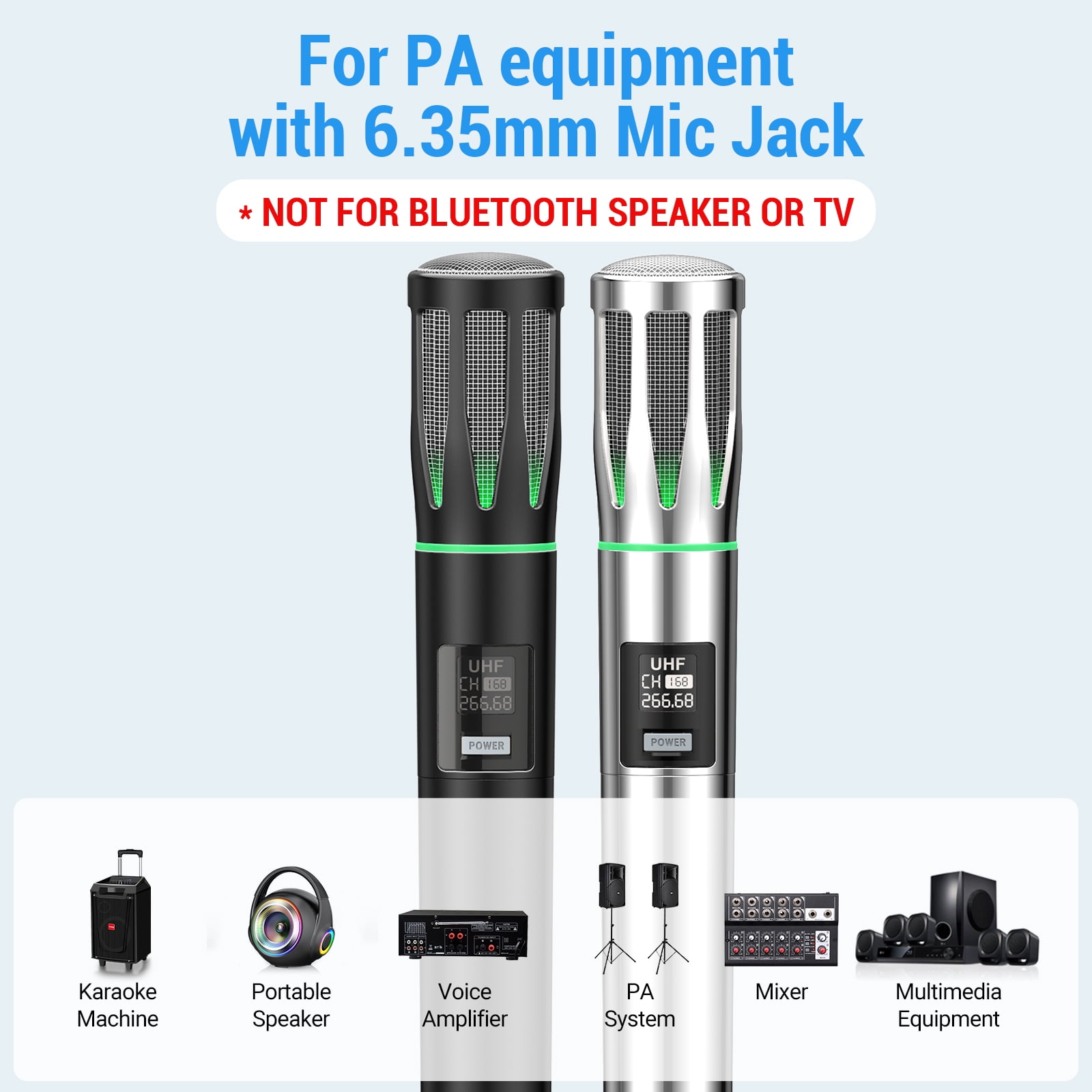 Rechargeable UHF Wireless Microphone, with 1/4