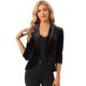 thumbnail image 1 of Cárdigan de Terciopelo para Mujer Cárdigan de Frente Abierto con Solapa Chaqueta Corta Negro L, 1 of 6
