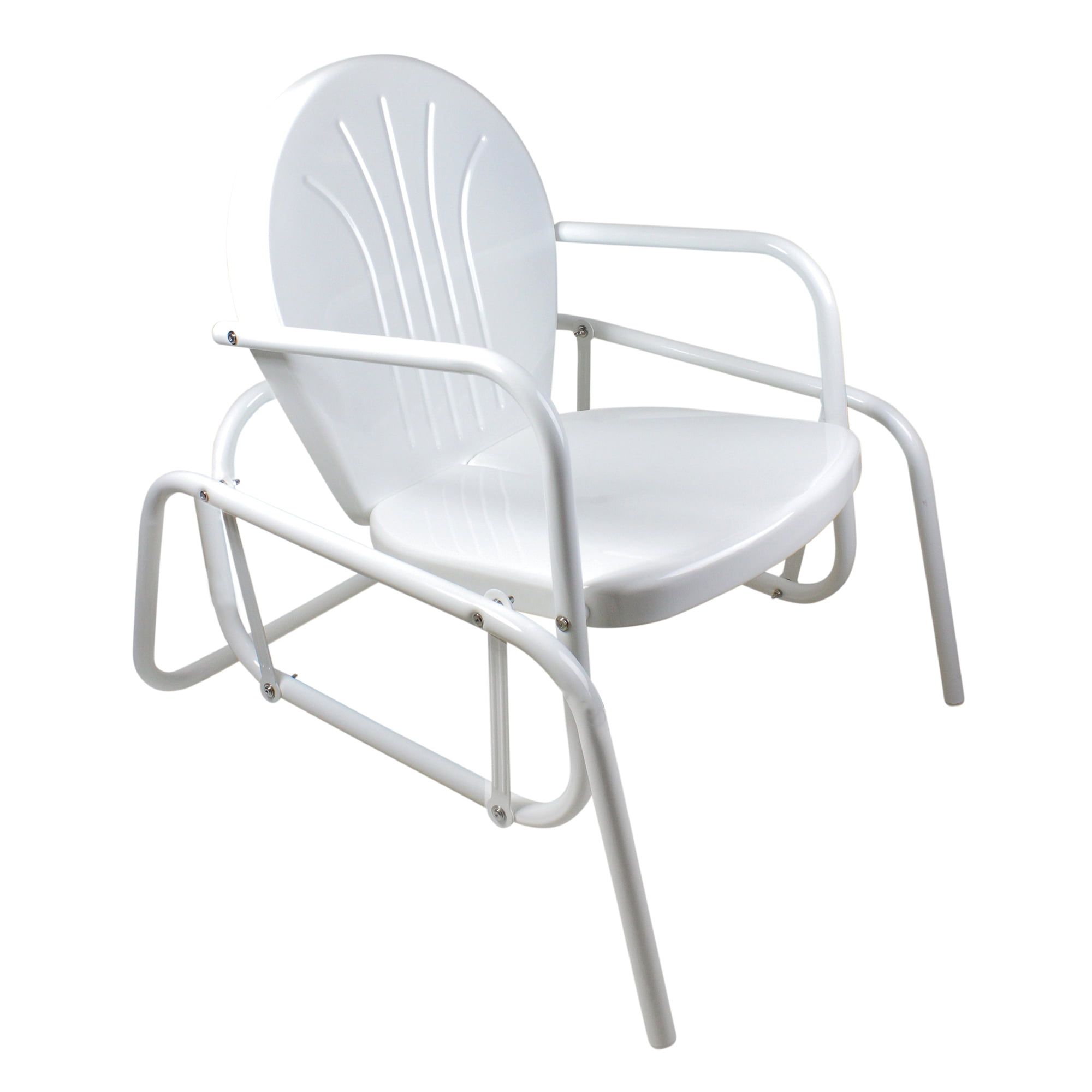 Northlight Outdoor Retro Metal Tulip Glider Patio Chair, White