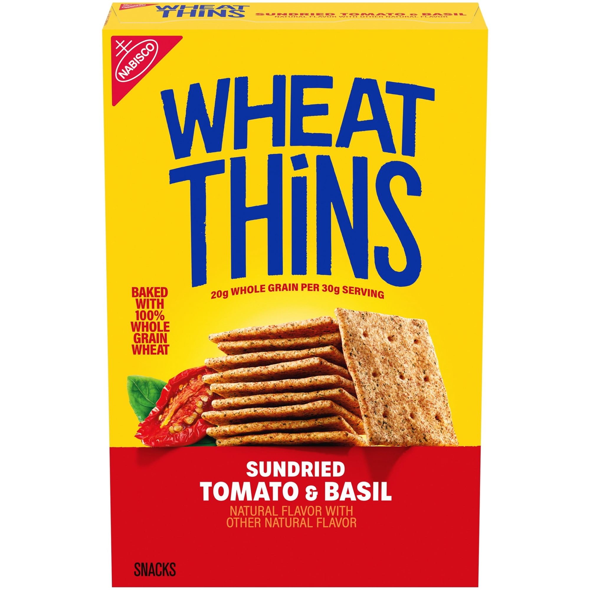 WHEAT THINS Sundried Tomato and Basil Snacks, Whole Grain Wheat Crackers, Snack Crackers, 8.5 oz
