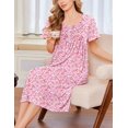 thumbnail image 3 of Ekouaer Cotton Nightgowns for Women Short Sleeve House Dress Pleated Night Gown Button Sleep Shirt Ladies Nightdress, 3 of 6