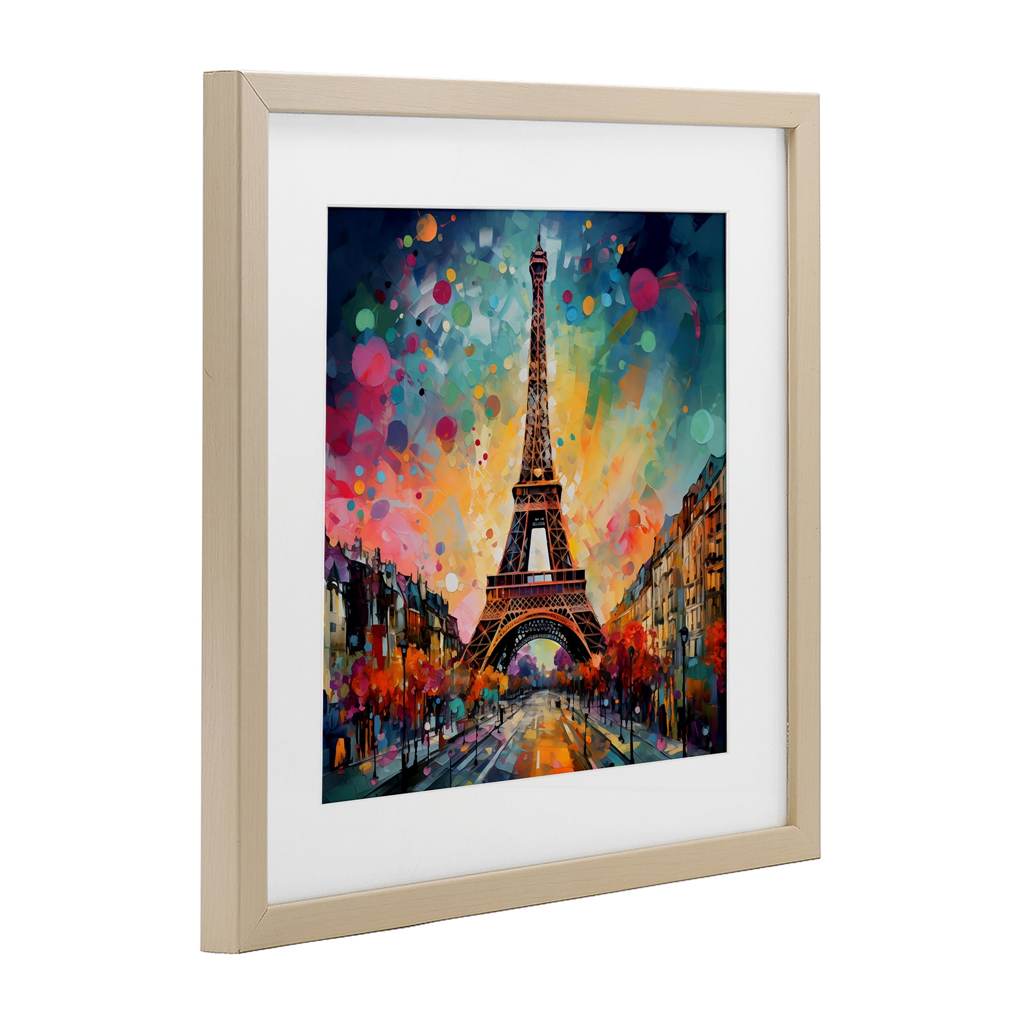 Stupell Industries Eiffel Tower with Vibrant Dots Birch Framed Print Under Glass, design by Creative Studio
