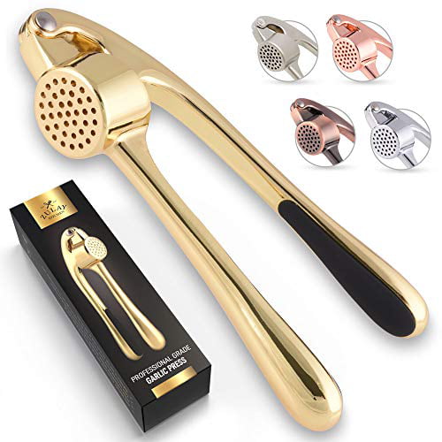 Easy Squeeze Stainless Garlic Press Tiction Heavy Soft-Handled Garlic Mincer Garlic Crusher Squeezer with Soft-Handled Easy to Clean and Highly Durable