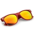 thumbnail image 4 of Retro Large Square Colored Mirror Lens Horn Rimmed Sunglasses 55mm (Red / Red-Orange Mirror), 4 of 4