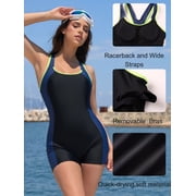 Charmo One Piece Tummy Control Swimsuits Womens Boyleg Sports Swimwear Racerback Bathing Suits for Women