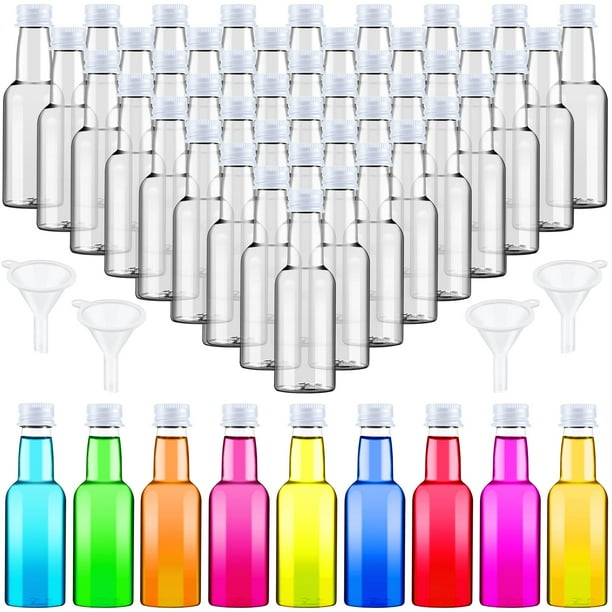 Minibotellas de licor Tessco de 50 ml de plástico con tapa, 100 unidades, color blanco