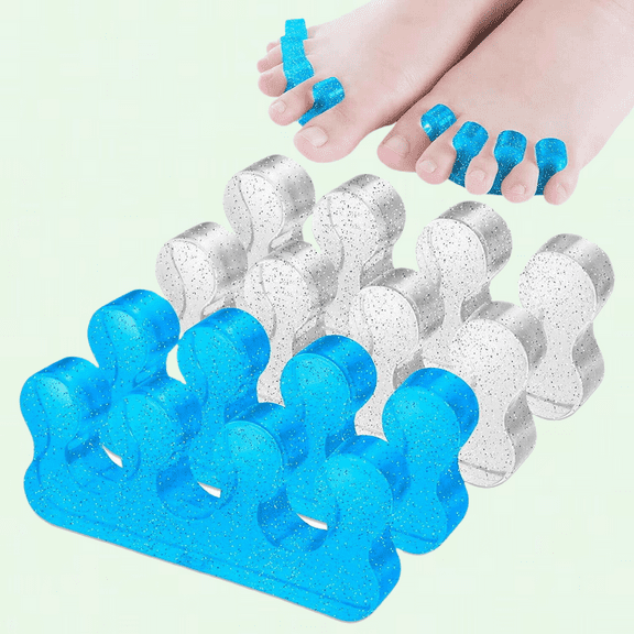 4-Pack Silicone Toe Separator for Feet, Gel Nail Polish Toe Spacers, Correctors for Overlapping Toes, Bunions, Hammer Toe