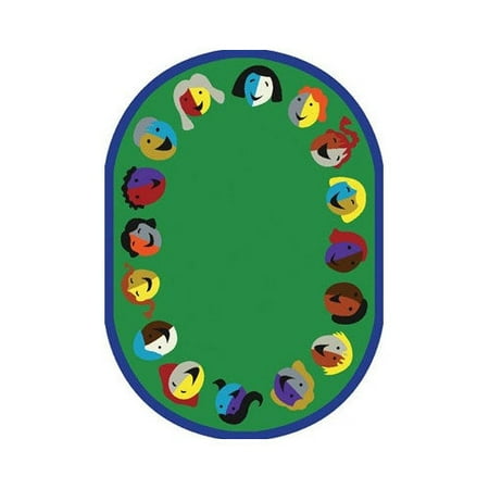 Joy Carpets Just for Kids Joyful Faces Green Area Rug