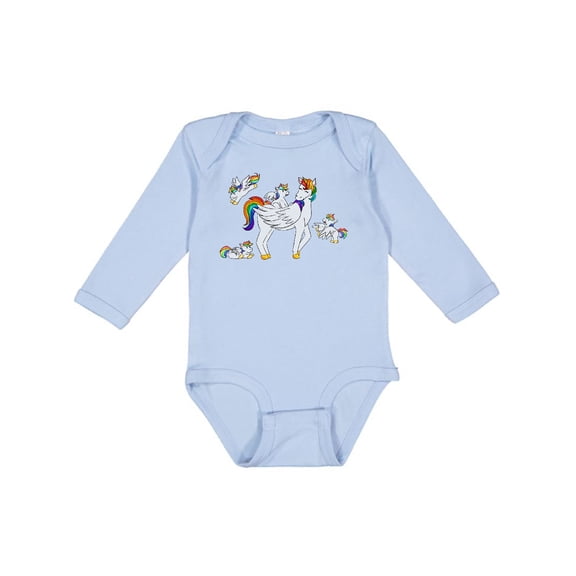 Inktastic Cute Unicorn Family Boys or Girls Long Sleeve Baby Bodysuit