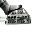 thumbnail image 5 of European Foot Rest, Amsterdam Dutch House Buildings Graphic Nordic Retro Architecture, Non-Slip Backing Adjustable Ergonomic Memory Foam Leg Support for Office, Charcoal Grey and White, by Ambesonne, 5 of 5