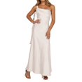 thumbnail image 3 of Satin One Shoulder Maxi Dress for Women Silk Formal Backless Wedding Guest Dresses with Side Splited Color Beige Size XS, 3 of 6